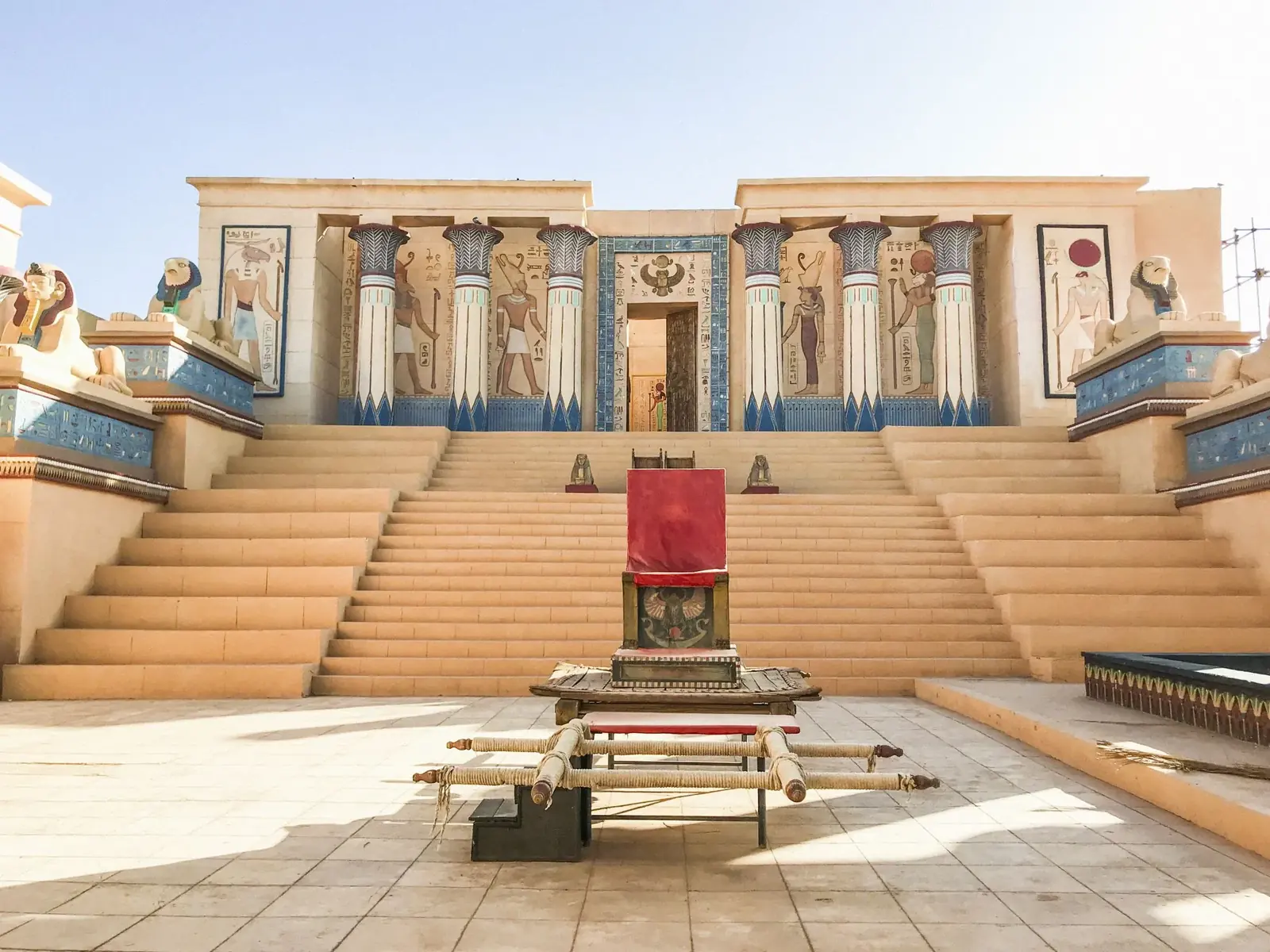 An Egyptian-temple film set at a studio in Ouarzazate